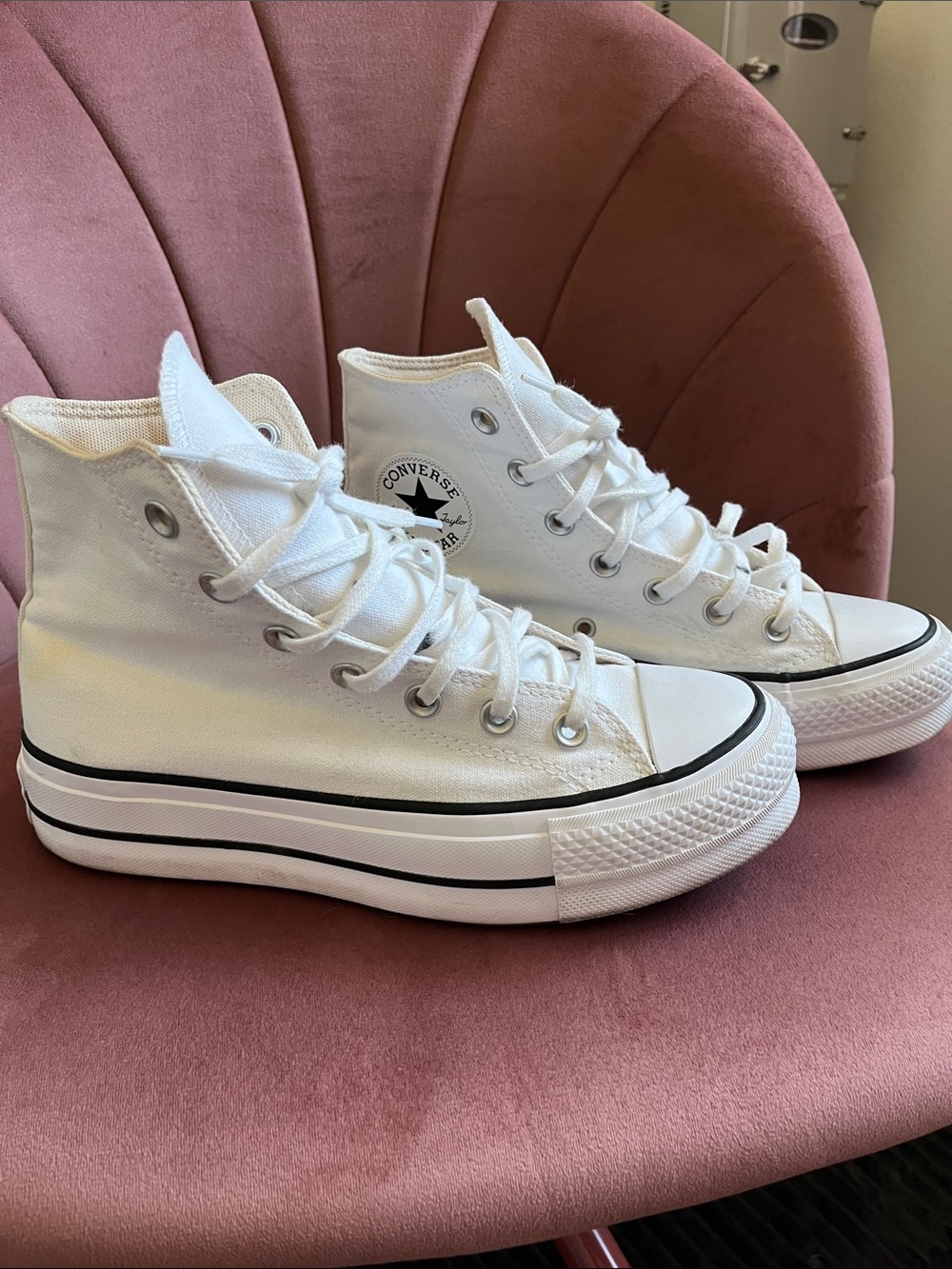 Converse White High-Top Platform Sneakers